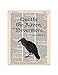 The Raven Decor, Edgar Allan Poe Quote, Dictionary Page Art Print, 8x10, Unframed