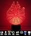 Millennium Falcon Night Light Christmas Thanksgiving Day Gift, ProCIV 3D Illusion 7 Color Multicolored Changing with USB Powered Table Desk Lamp for Children Bedroom Household Home Decoration Gift