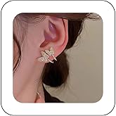 Andelaisi Boho Crystal Butterfly Earrings Gold Rhinestone Butterfly Wrap Stud Earrings Vintage Crystal Cz Butterfly Earrings Sparkly Cz Butterfly Huggie Hoop Earrings Jewelry for Women