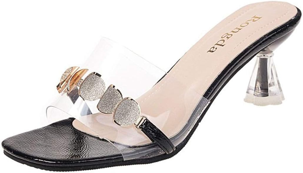 GCOCO Women�s Clear Peep Toe Kitten Heel