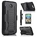 HTC Desire 510 Case, Starshop Hybrid Full Protection High Impact Dual Layer Holster Case with Kickstand and Locking Belt Swivel Clip + Premium HD Screen Protector Black