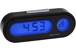 Gigicloud Car Clocks for Dash, Digital Dashboard Clock Mini Electronic Clock Vehicle Electronic Digital Clock Luminous Temper