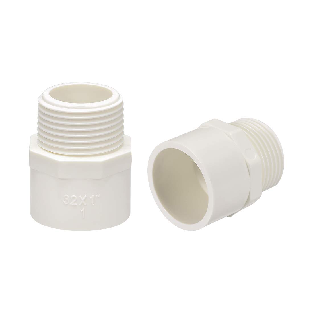 sourcing map 32mm Slip X G1 Male Thread PVC Pipe Fitting Adapter Connector 5Pcs