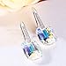 EleQueen 925 Sterling Silver CZ Rectangle Hook Drop Earrings Made with Crystals