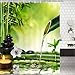 Bathroom Shower Curtain Bathroom Curtain Bamboo Water Zen Durable Fabric Bath Curtain Bathroom Accessories Ideas Kitchen Window Curtain with 12 Hooks (Zen Jasmine Bamboo 2, 72