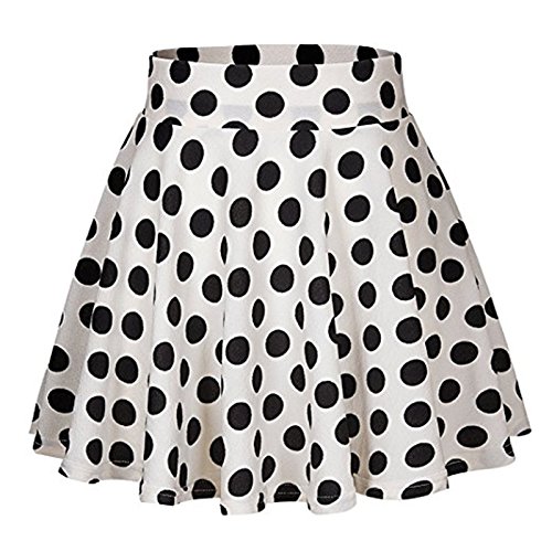 50's Costume Accessories Set Girl Vintage Dot Skirt Scarf Headband Earrings Cat Eye Glasses for Party (S, White) - Thumbnail 3
