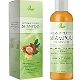Argan & Tea Tree Shampoo for Dandruff – With Moroccan Argan Oil and Jojoba for Shiny + Smooth Hair – Tea Tree Lavender and Rosemary Reduces Dandruff and Cleans The Scalp – For Women & Men by Honeydew