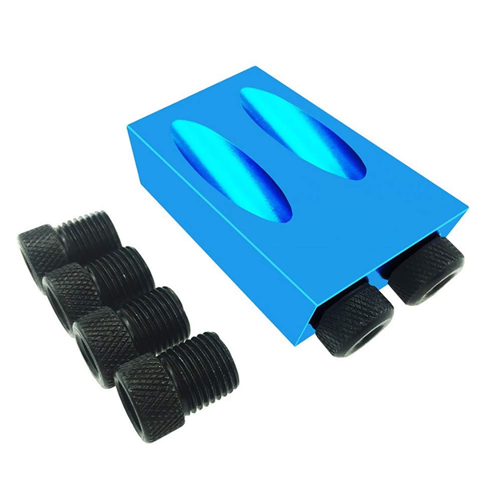 VOANZO 7PCS Set Pocket Hole Drill Guide, 15 Degrees Pocket Hole Drilling Kit Woodworking Oblique Drill Guide Set Positioner Locator Tool