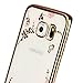 [Secret Garden] HAOTP(TM) Beauty Luxury Butterfly Floral Flower Diamonds Shiny Plating Frame Plating Bumper Soft Flexible TPU Transparent Skin Case for Samsung Galaxy NOTE 5-Swarovski (Gold/Pink)