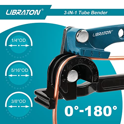 Libraton Manual Pipe Bender, 180 Degree Copper Pipe Bender, 3 in 1 Pipe Bender, for Bending the Pipe in Copper, Aluminium, Brass and Thin Steel for Repair of Air Conditioning System