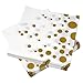 100 White Decorative Gold Dots Paper Luncheon Napkins Bulk Pack for Birthday Baby Bridal Shower Wedding 50th Anniversary Dinner and Confetti Party Supplies by Gift Boutique