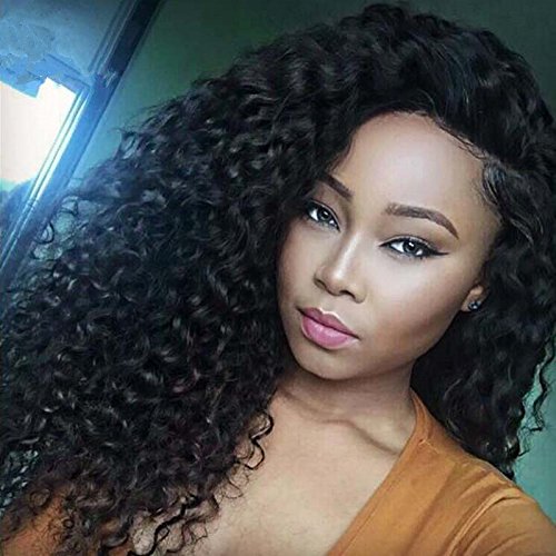 Royal-First Glueless Kinky Curly Lace Front Wig Brazilian Virgin Human Hair Wigs for Women 150% Density 20inch Long 1b# Color