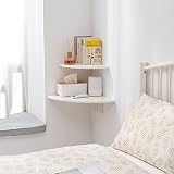 Gieanoo White Corner Shelf 9inch Natural Oak Wood Floating Shelf 90 Degree view 7