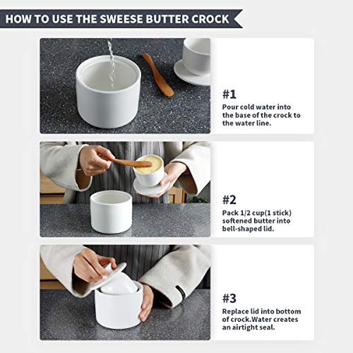 Sweese 3125 Porcelain Butter Keeper Crock French Butter Dish with