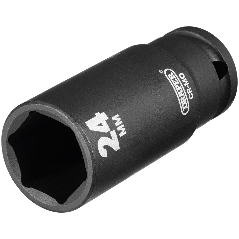 Draper Expert HI-TORQ 1/2" 24mm Deep Impact Socket | 6 Point Hex Socket | Chrome Vanadium Steel Wrench Accessory | 12746