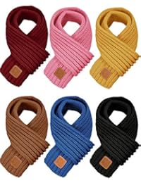 6 Pieces Kids Knitted Scarf Solid Color Winter Toddler Wrap Scarves for Boy Girls (Color Set 2)