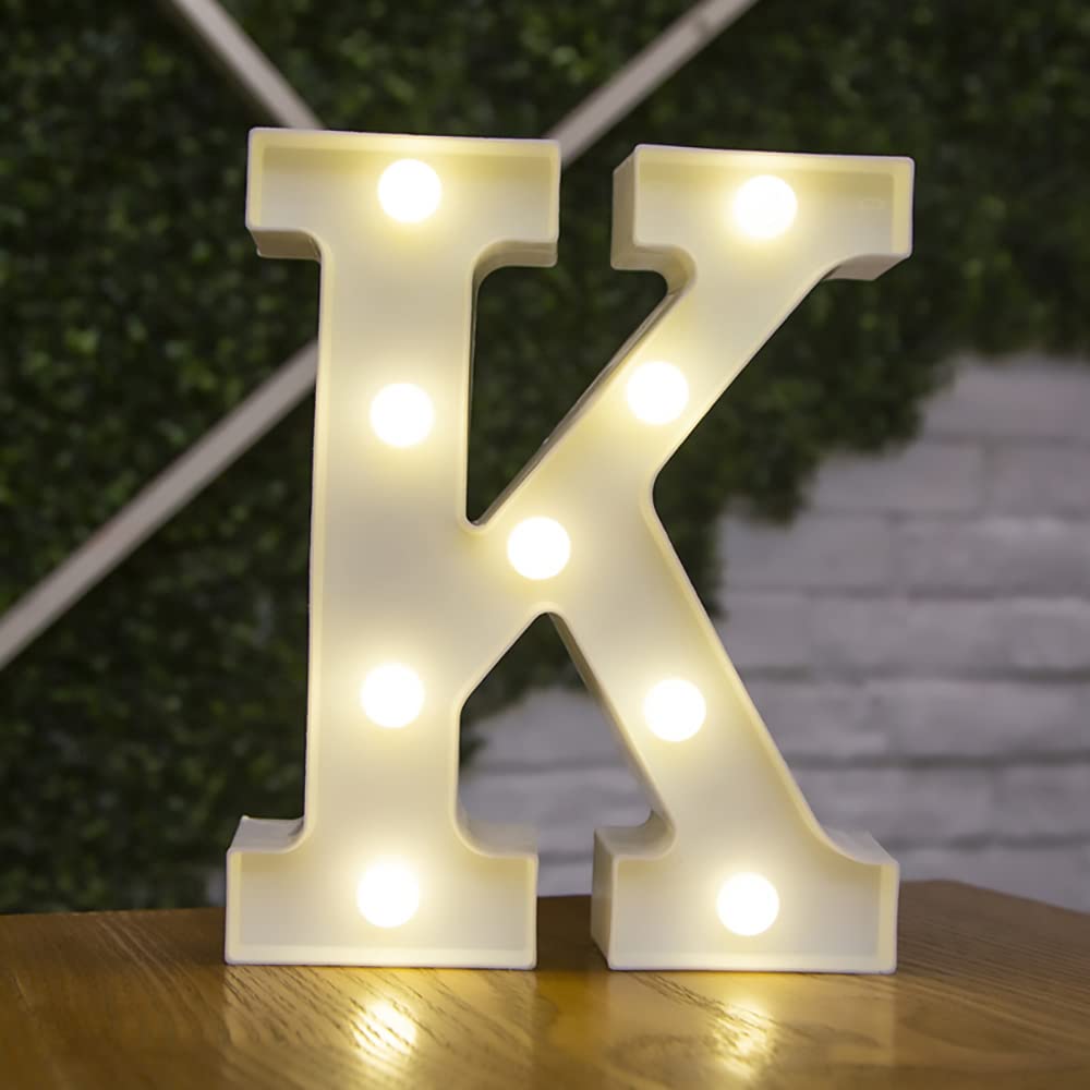 Tiardey letter lights LED symbol shape, Alphabet Plastic Marquee Table Lamps, Lighting up Words, Birthday Wedding Party Everyday Home Wall Hanging Decor-K