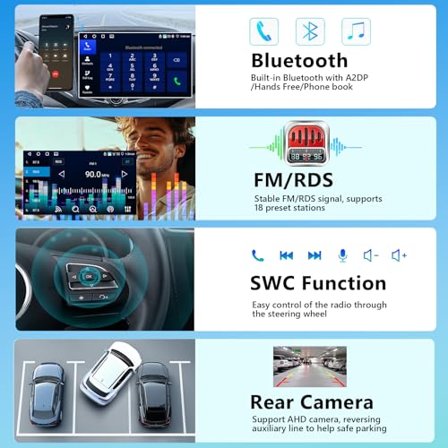Motorsi Carplay Car Radio for VW Passat Golf MK5 MK6 Jetta Polo Touran Sharan Seat, 4GB+64GB Android Car GPS Radio Navigation WiFi FM/RDS EQ DSP SWC Bluetooth Canbus + Camera