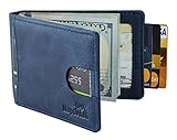NapaWalli RFID Blocking Bifold Slim Genuine Leather Thin Minimalist Front Pocket Wallets for Men Money Clip Made From Full Grain Leather (vintage deep blue)