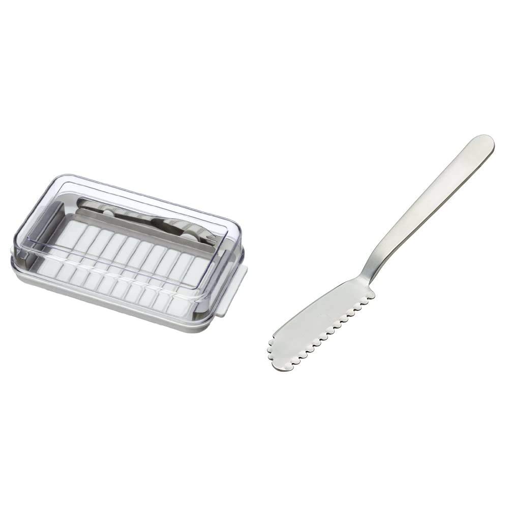 スケーター (skater) ステンレスカッター式 バターケース バターナイフ付 日本製 BTG2DX & ふわふわバターナイフ 日本製 SNBT2【セット買い】商品画像