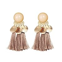 Quietcloud Gorgeous Earrings 1Pair Women Bohemian Tassels Sequins Ear Stud Dangle Earrings Banquet Jewelry Earrings