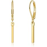 FSLEAD 14K Gold Earring Heart Bar Flower Earrings for Women Gold Silver Heart Leverback Drop Earrings