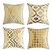 Miulee Pack of 4, Gold Stamping Soft Soild Decorative Outdoor Square Throw Pillow Covers Set Cushion Case for Sofa Bedroom Car 18 x 18 Inch 45 x 45 Cm