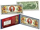 Chinese Zodiac YEAR OF THE MONKEY Colorized $2 Bill US Legal Tender Lucky Money