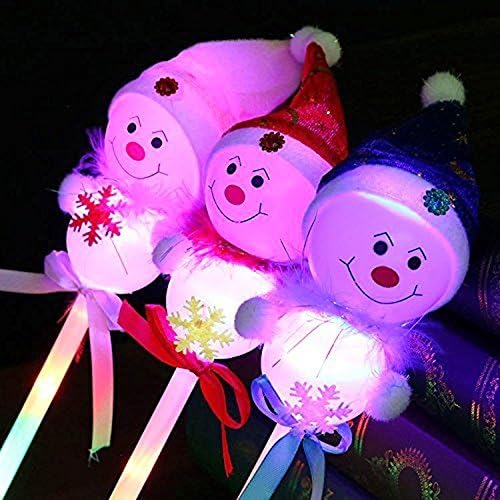 GshoppingLife 3 PCS Cute Baby LED Flash Stick Glow Stick - Plastic Flash Bars Creativity Colourful Toy with Hat and Snowflake for Children Celebration (3pcs)