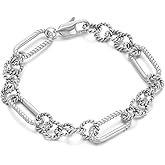 Elefezar Chunky Paperclip Chain Twist Bracelet for Women Minimalist Charm 18K Gold Plated Jewelry