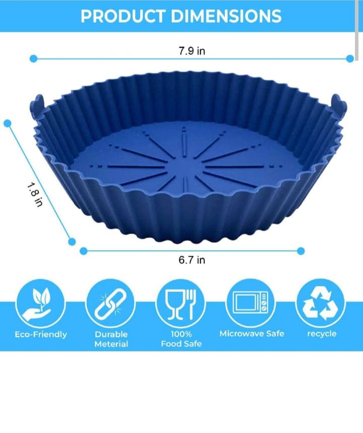 Reusable silicone air fryer liners 8.5inch from heatresistant and