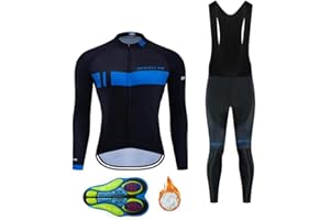 MOXILYN Men Cycling Clothing Set Winter Long Sleeve Jacket Bike Jersey Kit Plus Velvet Riding Clothes + Cycling Pants with 20D Pad