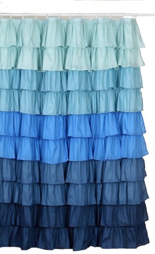 Flamenco Ruffle Shower Curtain (Multi Color Blue)