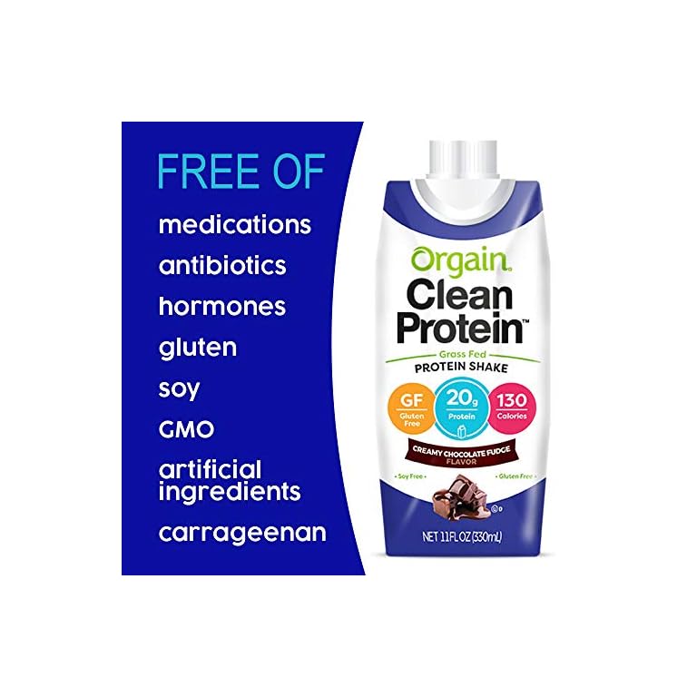 Orgain Grass Fed Clean Protein Shake, Creamy Chocolate Fudge – Meal