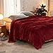 Luxury Collection Microplush Flannel Fleece Blanket | Ultra Soft 380 GSM Lightweight All-Season Anti-Static Throw/Blanket for Sofa Couch Bed (Throw (50'' x 60''), Burgundy)