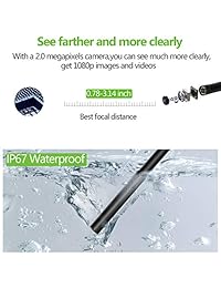 Endoscopio inalámbrico CLY semirrígido Borescopio inalámbrico Cámara de inspección WiFi 2.0 Megapíxeles HD Cámara endoscopio 0.217 in Cámara de serpiente con 2000 mAh Battey para Android iOS Smartphone y Tablet