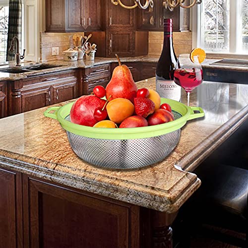 Large Stainless Steel Colander,MicroPerforated 5Quart Mesh Colander