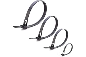 Helonge Reusable Zip Ties, 100 Pcs Assorted Fastening Cable Zip Ties 6" 8" 10" 12" Four Length Heavy Duty Nylon Self Locking Wire Ties