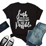 Pukemark Women's Summer Casual Loose Faith Letter Print Graphic Cotton Short Sleeve Round Neck Tees T-Shirts Tops