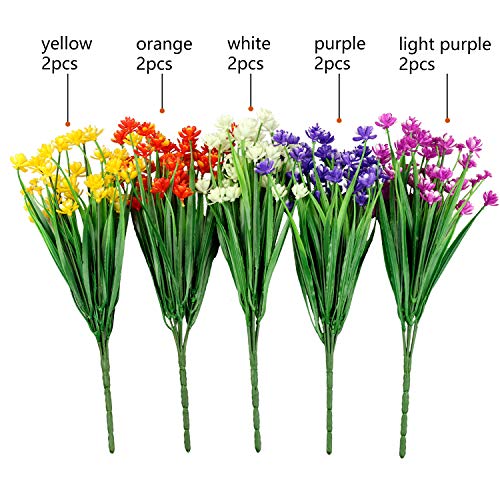 LUCKY SNAIL 10 PCS Artificial Flowers Outdoor, UV Resistant Fake