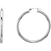 14k White Gold 40mm Tube Hoop Earrings (40mm x 3mm)