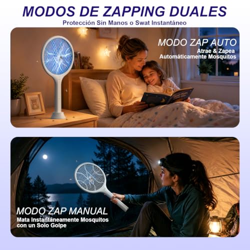 Toolviann 2 in 1 4000V Electric Mosquito Killer USB C Rechargeable 1800mAh for Home, Office and Outdoor