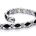 COOLSTEELANDBEYOND Steel Link Bracelet for Women with Black Enamel, Free Link Removal Kit