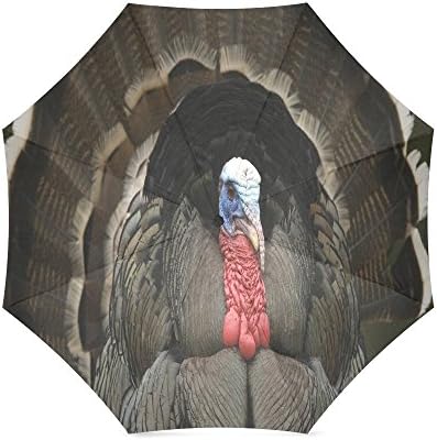 Happy Thanksgiving Day Turkey Custom Folding Portable Outdoor Rain /Sun Umbrella Beach Travel Shade Sunscreen For Women/Men
