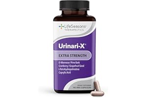 LIFESEASONS Urinari-X Extra Strength with Enhanced Comfort - Urinary Tract Support - Fast UTI Relief - Vitamin Supplement for Bladder Function - D-Mannose, Cranberry, Pinebark, Uva Ursi & Grapefruit - 90 Capsules