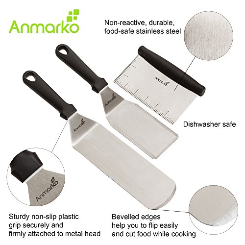 Griddle scraper - 2 Griddle Spatulas - Great for cast iron griddle BBQ Grill Flat Top - Commercial Grade