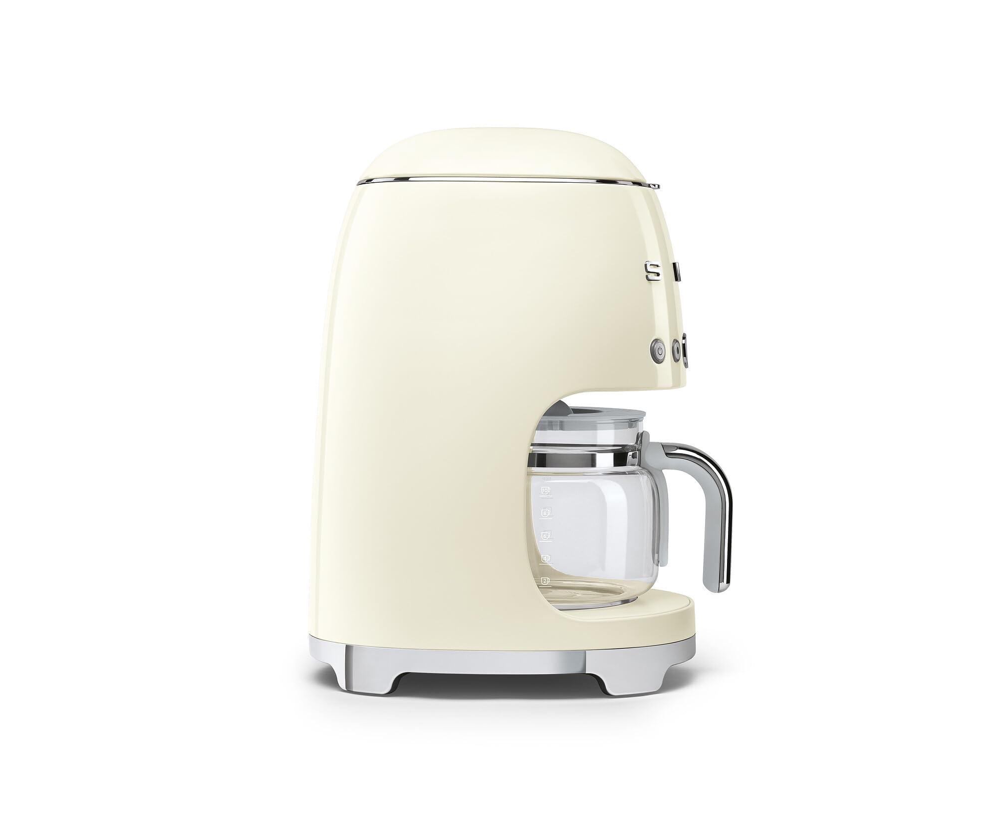 Smeg Cafetera de goteo estética de estilo retro de los años 50 con jarra de vidrio para 10 tazas, función de inicio automático, plato para mantener caliente y dos configuraciones de intensidad del café (crema)