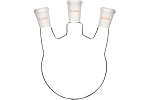 XCD Round Bottom Flask 1000ml, 3-Neck RBF with 24/40 Standard Taper Outer Joints for High-Temp Reactions & Distillation