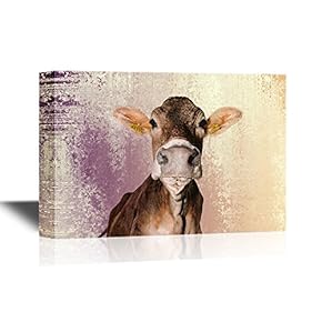 Canvas Wall Art - Cow Grazing in The Gloaming - Gallery Wrap Modern Home Art | Ready to Hang - 12x18 inches