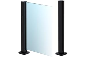 Cvter Heavy-Duty Glass Railing Post, 304 Stainless Steel/No-Punch Glass Railing Clamp Bracket with Spigot Slots & Base for De